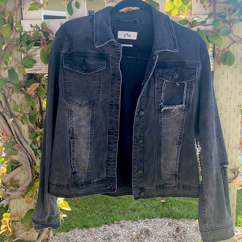 Black Distressed Denim Jacket - Rusty
